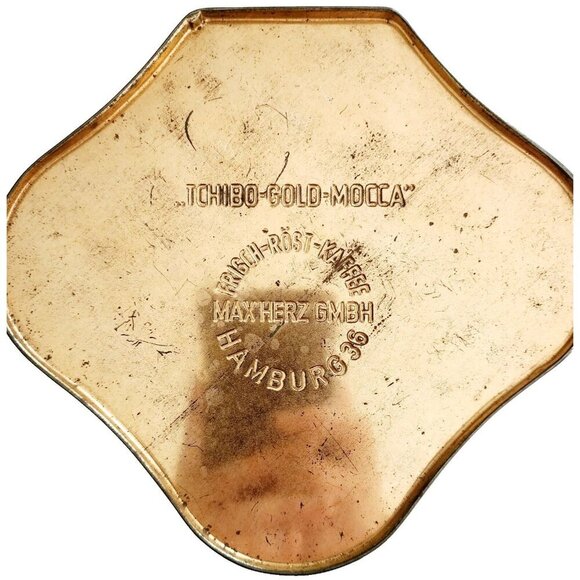 1950s Max Herz GMBH Metal Coffee Tin Hamburg Germany Tchibo Gold Mocca E54 - Picture 3 of 3